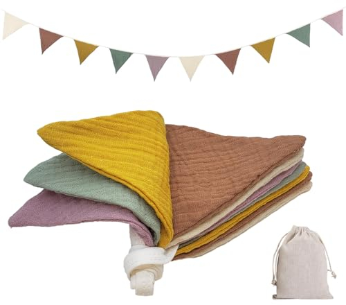 Goldenland Guirlande de fanions pour chambre d'enfant, en tissu, guirlande de fanions en mousseline de coton, guirlande de décoration pour chambre d'enfant, chambre de bébé fille et garçon pour lit de