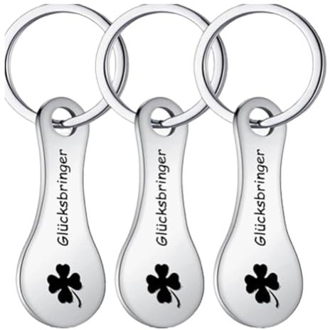 EYVRPAU 3 Stück Metall Einkaufswagen Auslöser, Abnehmbarer Einkaufswagen Chip Schlüsselanhänger, Edelstahl Einkaufswagen Schlüsselanhänger