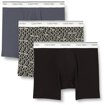 Calvin Klein Men’s 3 Pack Balance Boxer Briefs with Logo Waistband, Black (Black), M