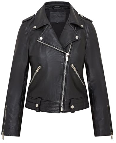 Womens Black Classic Brando Biker Leather Jacket