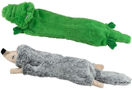 SHARLOVY Hund pipiga leksaker ingen fyllning 2-pack, plysch rynkade hundleksaker för stor ras, hållbar hund tugga söta djur valpleksak för tandsprickning