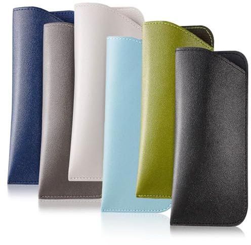 JOOTUEPO Custodie per occhiali, confezione da 6 custodie in pelle morbida per occhiali da lettura, borsa portatile per occhiali da sole, borsa di stoccaggio per occhiali da sole per donne e uomini