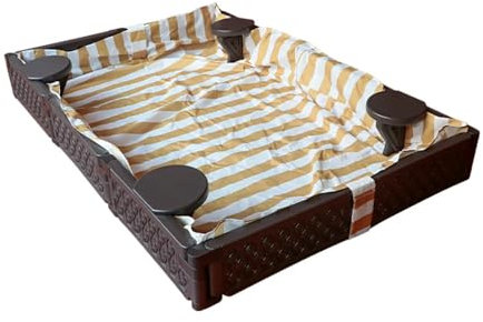 Bac à sable rectangulaire en plastique avec plateaux d'assise pour enfants, jardin, extérieur