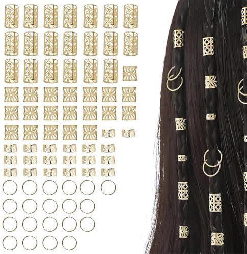 Dreadlock Perline Clip a Spirale, 80 Pezzi Gioielli Dreadlocks Trecce Clip,Dioielli per Capelli Dorati, Gioielli Dreadlocks da Donna, Accessori Decorazione Per Uomini e Donne