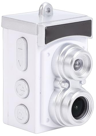 ciciglow Pequeña Cámara CCD Retro, Mini Cámara Llavero 1080P con Pantalla de 1,14 Pulgadas y Lente Gran Angular de 120°, Mini Digital de 300 MAh para Fotografía (White)