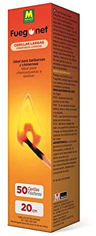 Fuegonet 231124 Cerillas Largas, 4.5 X 4.5 X 20.3 Cm, Marrón, 4.5x4.5x20.3 cm, 50 Unidad