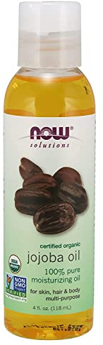NOW Foods Solutions Certified Organic Jojoba Oil, 4 oz Liquid