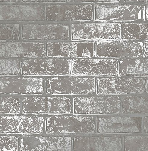 Fine Décor FD41956 Loft Brick Wallpaper, Grey