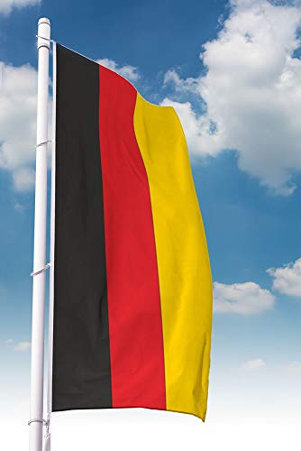 Deutschland Flagge 150 x 400 cm - für Fahnenmast, Deutschlandfahne aus reißfestem Fahnen-Polyester-Stoff, Hissfahne wetterfest und UV-beständig