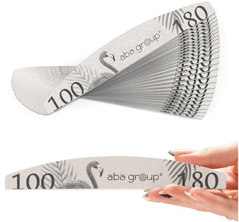ABA Group Pack of 25 Flaming Half Moon Professional Nail Files, 100/180 Standard Single Use, Quality Abrasion-resistant File Set, Made in EU