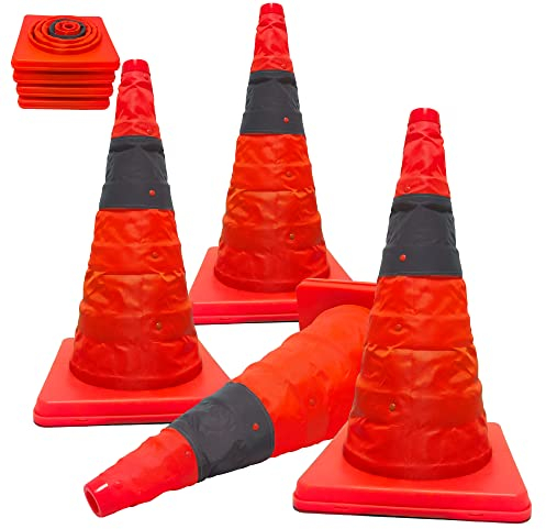 T-BOKO 4 Pack 15.5 inch/40cm Coni di Traffico Pieghevole Multiuso Pop Up Cono di Parcheggio Stradale di Sicurezza Cono di Avvertimento di Emergenza
