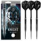 Harrows Black Knight Darts-Set mit 90% Wolframstahlspitze, 22 g, 23 g, 24 g und 25 g – inklusive Black Carbon ST Midi-Schäften und Micron Black Knight Flights (23 Grams)