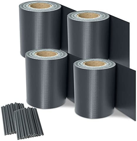 Yakimz Bandes brise-vue pour double mate, 200 m x 19 cm, en PVC, avec 160 clips, film de clôture, 450 g/m², pour clôture de jardin, balcon, clôture double fil, anthracite