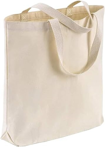TBF Wholesale Canvas Tote Bags, 15 W x 16 H x 3 G, Cotton Reusable Grocery Shopping Bags, Blank, DIY Painting Printing Embroidery (3, Natural Tote Bags)