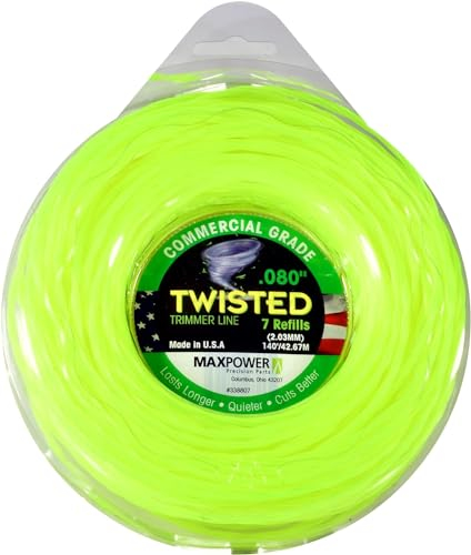 MaxPower EU-338807 Co-Polymer Trimmerfaden 2.0mm - 42 Meter Länge quadratisch gedreht, neongelb, jaume-néon