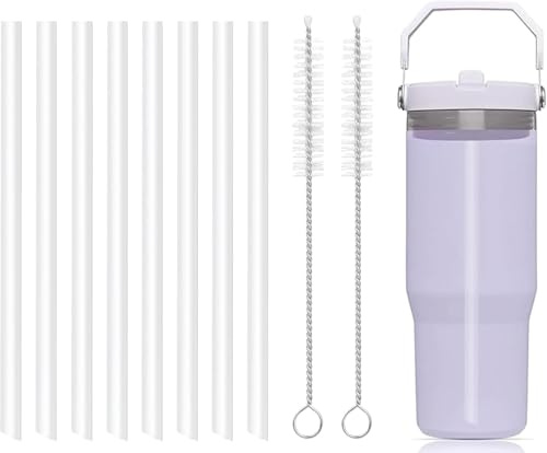 Pajitas de repuesto compatibles con vaso Stanley IceFlow de 30 onzas. El juego de accesorios incluye 8 popotes, 2 cepillos
