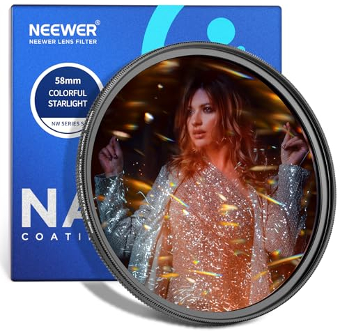 NEEWER 58mm Buntes Sternenlicht gebürstet Kamera Objektiv Filter, Spezialeffektfilter mit anamorphem Flare, glänzender Starburst Starlight Filter, Fotografie Prismenfilter, Kamera Objektiv Zubehör