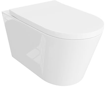 LAVITA Versoni WC suspendu avec abaissement automatique | Système de chasse d’eau Tornado 2.0 sans rebord | Blanc brillant