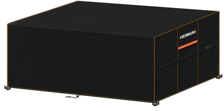 HEIMUNI Outdoor Furniture Cover 200x80x80cm Garden Table Covers Waterproof Rectangular Outdoor Sofa Cover with Air Vent 420D Oxford Fabric Patio Table and Chairs Set Covers Windproof Anti-UV