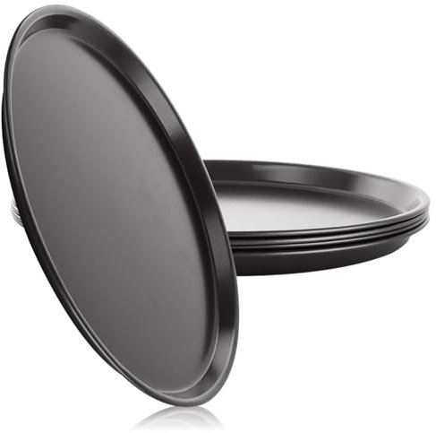 ASelected 4 Stück Pizzablech Rund Antihaftbeschichtet Spülmaschinenfest für Ofen - Karbonstahl Pizzaofenblech für Backofen (29 CM)