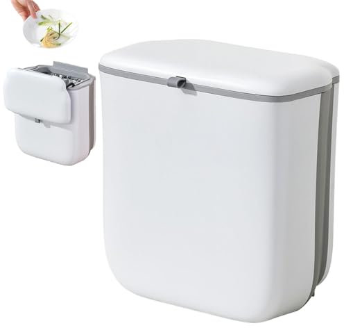 Pouiches pour cuisine, cuisine de bac à compost,Poubelle de cuisine de 2,64 gallons avec couvercle | Seau à petits déchets pliables, sous conteneur d'évier pour placard, salle de bain, chambre à couch