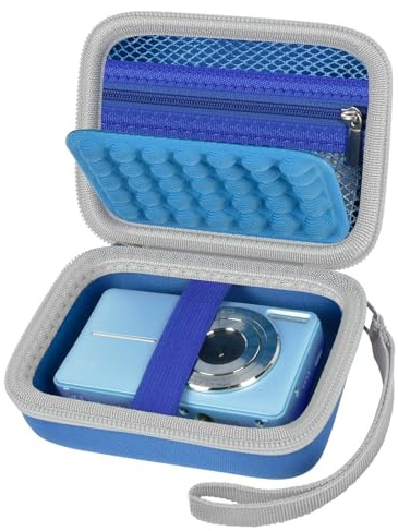 Grapsa Digitaler Kameratasche für CAMKORY/für Kodak Pixpro/für VAHOIALD/für Sony DSCW800 830 / für Canon PowerShot 180 190. Aufbewahrungshalter für Vlogging-Kameras und Zubehör (nur Hülle) Blau