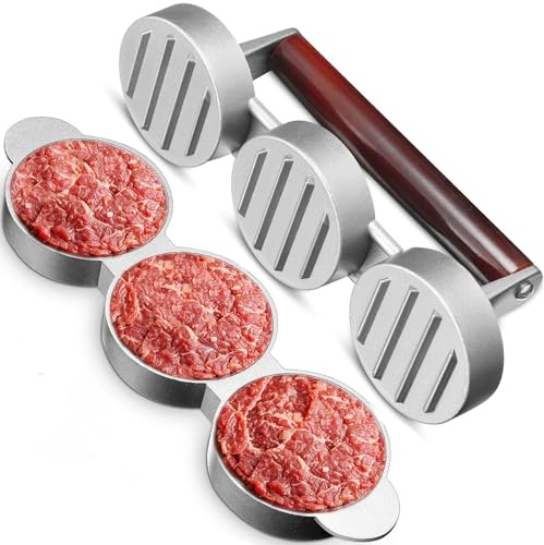 Mini Burger Press Patty Maker for 2.6 Sliders, 3-in-1 Non-Stick Aluminum Hamburger Patty Shaper Molds - Make Uniform, Juicy Patty Bites for Lunches, Parties & BBQs - Easy Clean