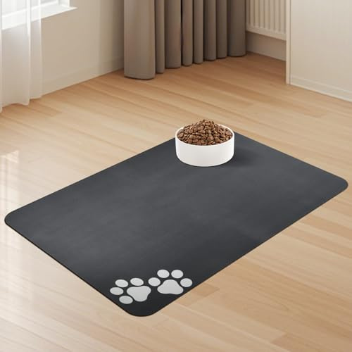 Napfunterlage, 40x60cm Futtermatte, Grau Hundenapf Unterlage, Unterlage Katzennapf, Futternapf Unterlage, Futtermatte Hund, Schnelltrocknende und Leicht Reinigen, für Katzen, Hunden, Haustier