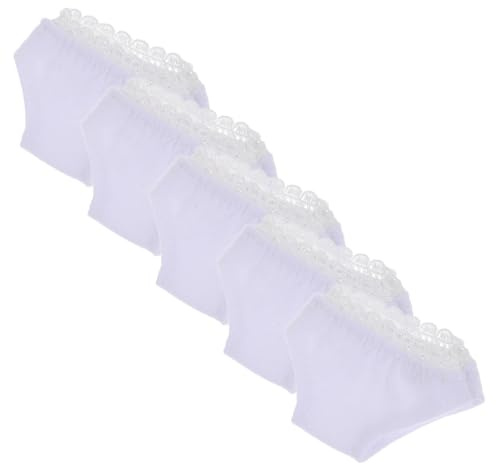 WOONEKY 5 pièces Culottes Élastiques Blanches pour Poupées Lot de sous-vêtements Décoratifs avec Bordure Dentelle Adaptées Aux Poupées de Type Faciles à et Résistantes