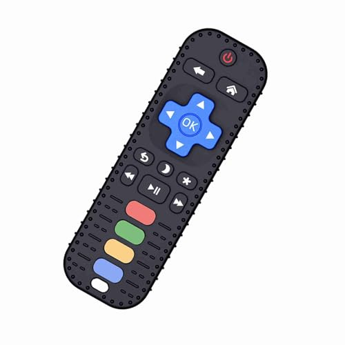 Generic Chupete de Dentición Suave para Bebés, Mordedor con Control Remoto con Múltiples Texturas, Juguete para Masticar para Bebés Negro/blanco (BLACK)