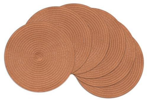 SHACOS Juego de 6 Manteles Individuales Redondos Tejidos y Trenzados, Resistentes Lavable al Calor Salvamanteles Individuales para Cocina, Comedor y Restaurantes, 33 cm Terracota