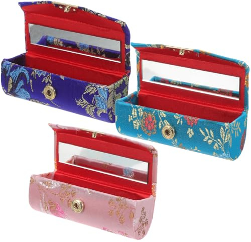 CORHAD Porte-Rouge à Lèvres Compact 3 Pièces en Plastique Fermeture Ferme pour Femmes, Usage Pratique pour Noël et Nouvel an Plusieurs Styles