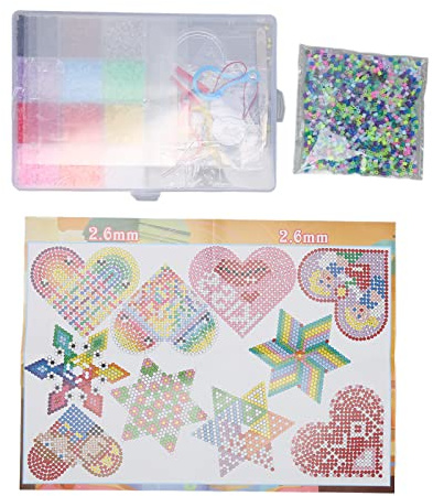 Neiyty Kids Fuse Beads Kit 2.6mm 12 Colors Quadrate Heart Hexagonal Transparent Plates DIY Beads Craft Toy
