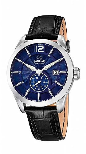 Jaguar Reloj Modelo J663/2 de la colección ACAMAR, Caja de 43 mm Azul con Correa de Piel Negro para Caballero
