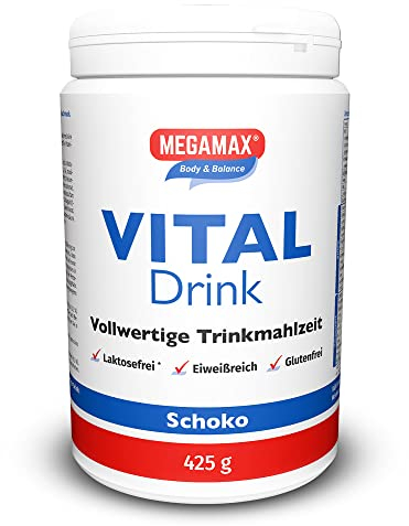 Megamax Nutrition - Chocolate - Batido adelgazante para replacement de meal - Sin gluten sin lactosa y vegetariano - Bebida dietética con proteínas - 425 g = 10 porciones - Batido de sustitución de