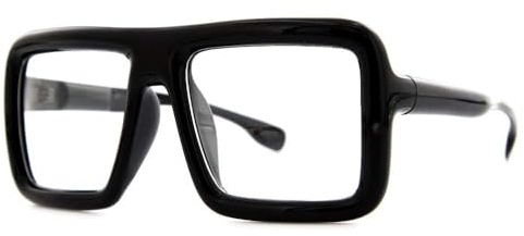 grinderPUNCH Thick Square Frame Clear Lens Glasses Eyeglasses Super Oversized Fashion and Costume - Black