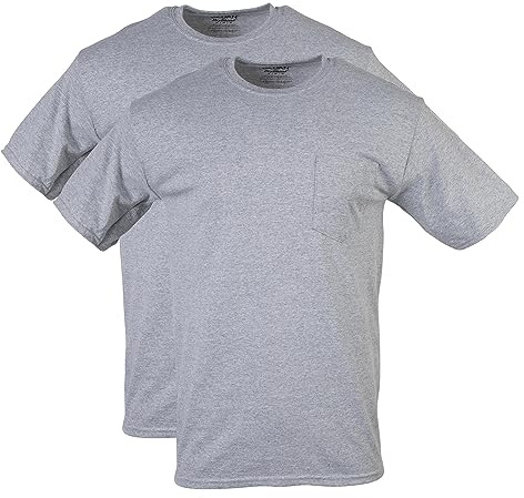 Gildan Men's DryBlend Workwear T-Shirts with Pocket, 2-Pack Shirt, Sport Grey, X-Large