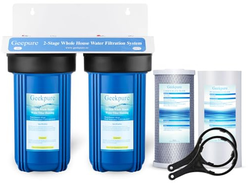 Geekpure 2 Stage Whole House Water Filter System-1NPT Brass Port