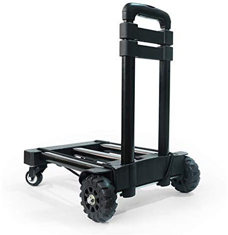 Carrello portapacchi mini / Carrello spesa pieghevole, asta di rinforzo in metallo, ruota serbatoio resistente all'usura, portata 55 kg, per la movimentazione di carichi a domicilio (nero)