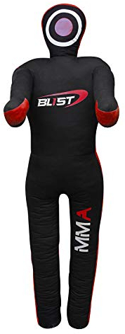 Grappling Dummy für Wrestling, Judo, Boxen, Bjj-Wurf, Stehposition Leinwand (ungefüllt) (119,4 cm), Schwarz Rot)