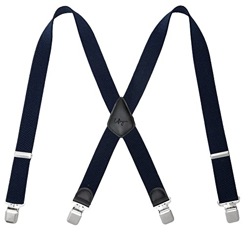 Lafayon Bretelle Uomo 4 Clips X-Back Larghezza 4 cm Elastiche Regolabili e Resistenti con Clips Durevoli in Metallo