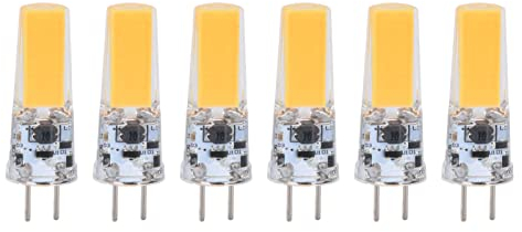 Fafeicy 6Pcs GY6.35 LED Birne, 5W 500lm COB Silikon Glühbirne, für Kronleuchter, Deckenlampen, Deckenventilator Lampen, 360°-Wärmeableitungsdesign, AC12V/DC12-24V (Warmweiß)