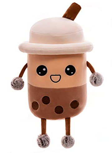 EXQUILEG Bubble Tea Plüschtier, Plüschpuppen Kuscheltier, Plüschkissen Bubble Milk Tea Stofftier Kuschelkissen Kinderspielzeug Geschenk (A,30cm)