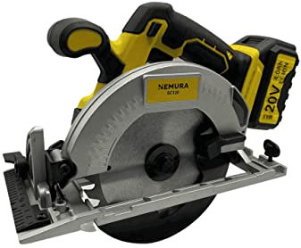Nemura Scie Circulaire Electrique Sans Fil 20V - Outil avec Moteur Sans Balais Brushless - Livrée avec 1 Lame de Scie TCT, 1 Clé à Molette, 1 Règle, 1 Batterie 4Ah et 1 Chargeur - Marque Française