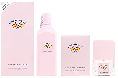 SPAGNOLO - Esencia Woman Promoción 150 ml + 30 ml, Colonia Mujer, Pack 2 Productos, Perfume Formato Spray, Eau de Toilette Natural y Femenina, Aroma Floral Afrutado, Fragancia Fresca y Duradera