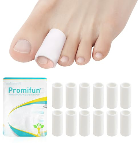 Promifun Zehenkappen Zehenschutz Silikon – 12 Pack Toe Cap Weiche Silikon-Zehenhüllen für Hammerzehen, Hühneraugen, Hornhaut, Blasen, Schmerzlinderung – Zehentrenner für überlappende Zehen(weiß)