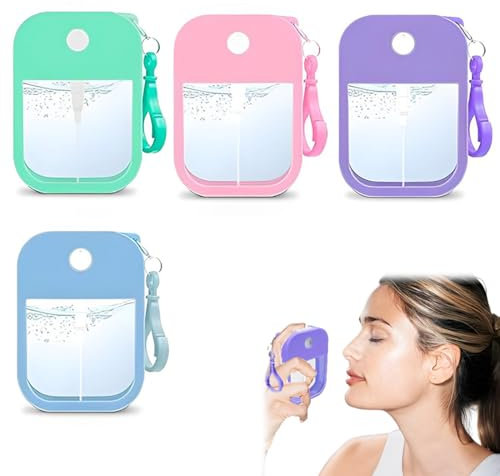 AUEFUDQ 4 Piezas Atomizador Perfume Recargable 45ML, Portátil Recargador de Perfume, Pequeño Decants Perfumes, Plástico Pulverizador Perfume, Atomizador Recargable para Viajar o Trabajar