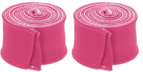 Rebower 3.5cm x 80M Puños Elásticos para Coser Tejido de Punto de Algodón Acanalado Mangas Banda Elástica, [para Tela, Manualidades Diy] - Rojo Rosa/ 2 Unidades