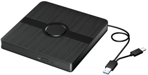 Fzzuzdlap Extern Blu Ray-enhet, CD/DVD-brännare med läs-/skrivkapacitet bärbar Blu-ray-spelare för PC laptop Win10