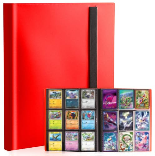 Card Binder 9-Pockets, Trading Card Binder, 20 Pages, 360 Card Capacity Collection Binder, Card Folder for MTG, TCG, Game Cards & Sports Cards（Red）